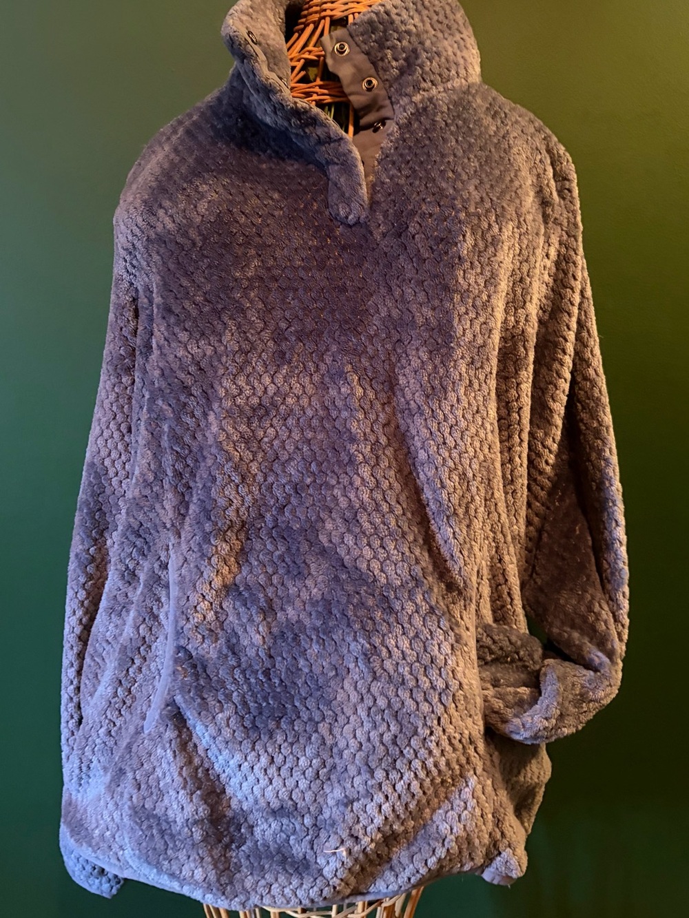 Eddie Bauer Plush Zip-Up Funnel Neck Sweater - Gray